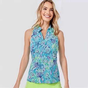 Lilly Pulitzer Sleeveless Halter Top in Aqua Multi Floral